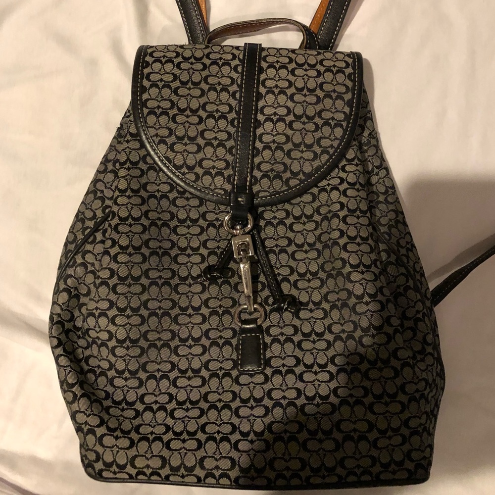 Coach black & Grey Back signature backpack purse